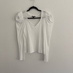 Express White Long Sleeve V-Neck Top